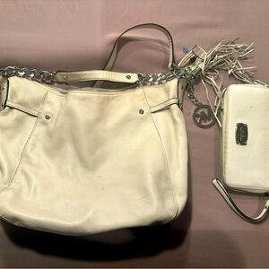 Michael Kors White Leather Bag and Wallet